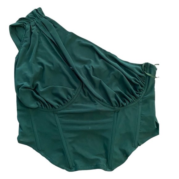 Missguided Plus Size Green Mesh One Shoulder Corset Top Size 18 NWT - Picture 3 of 4
